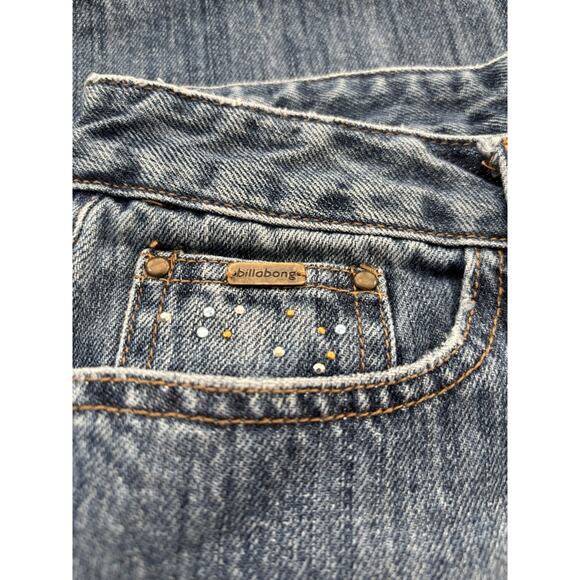 VTG HTF 90s Y2K Grunge Billabong Wide Leg Flare Distressed Jeans Sz 25” Studded - Picture 12 of 14